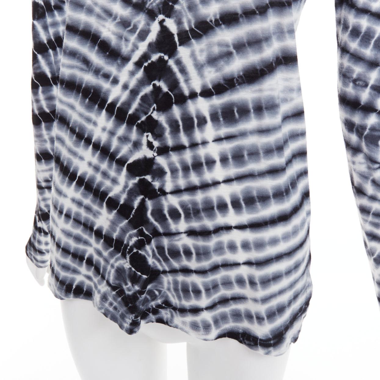 PROENZA SCHOULER Signature grey blue tie dye cotton long sleeve crew top XS For Sale 2