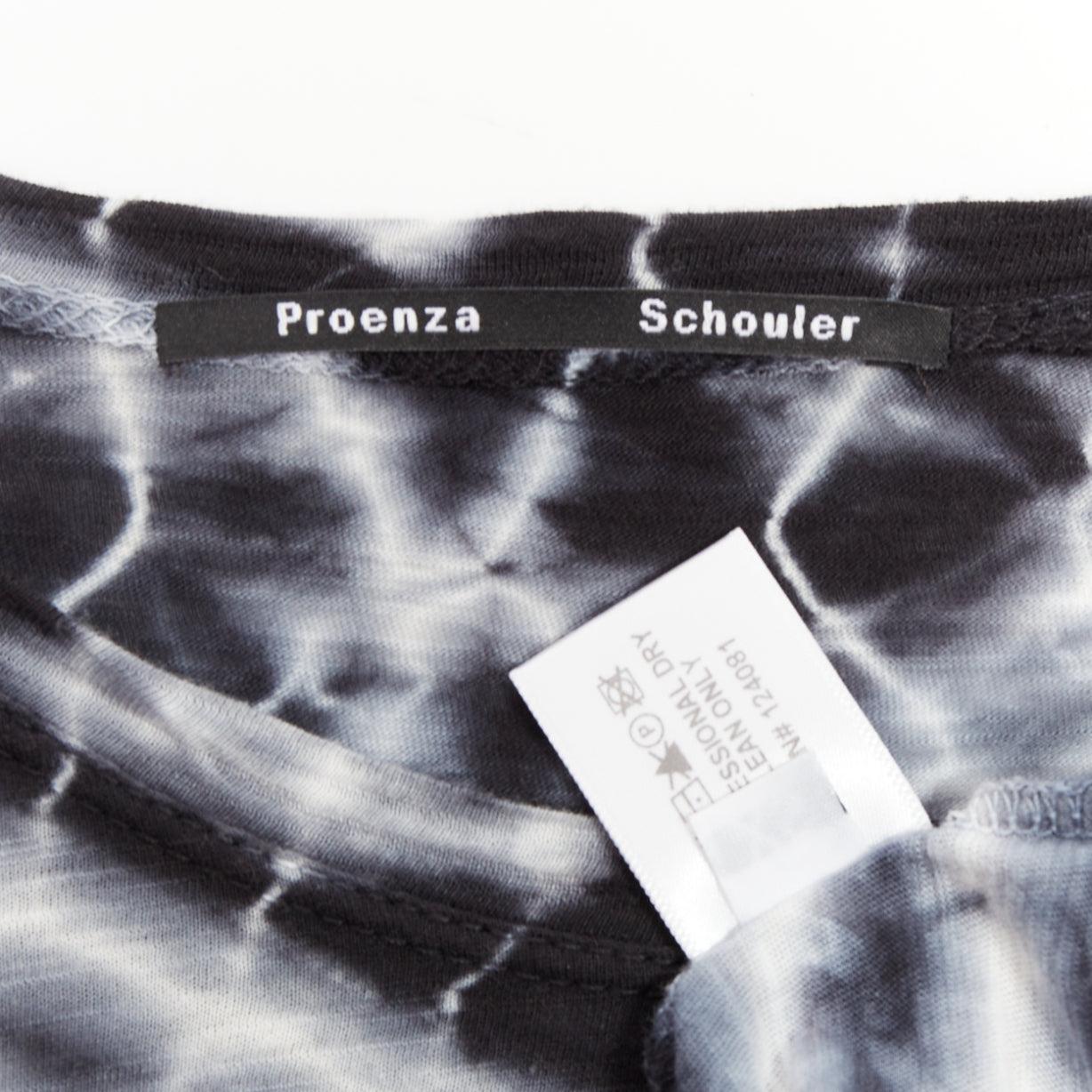 PROENZA SCHOULER Signature grey blue tie dye cotton long sleeve crew top XS For Sale 3