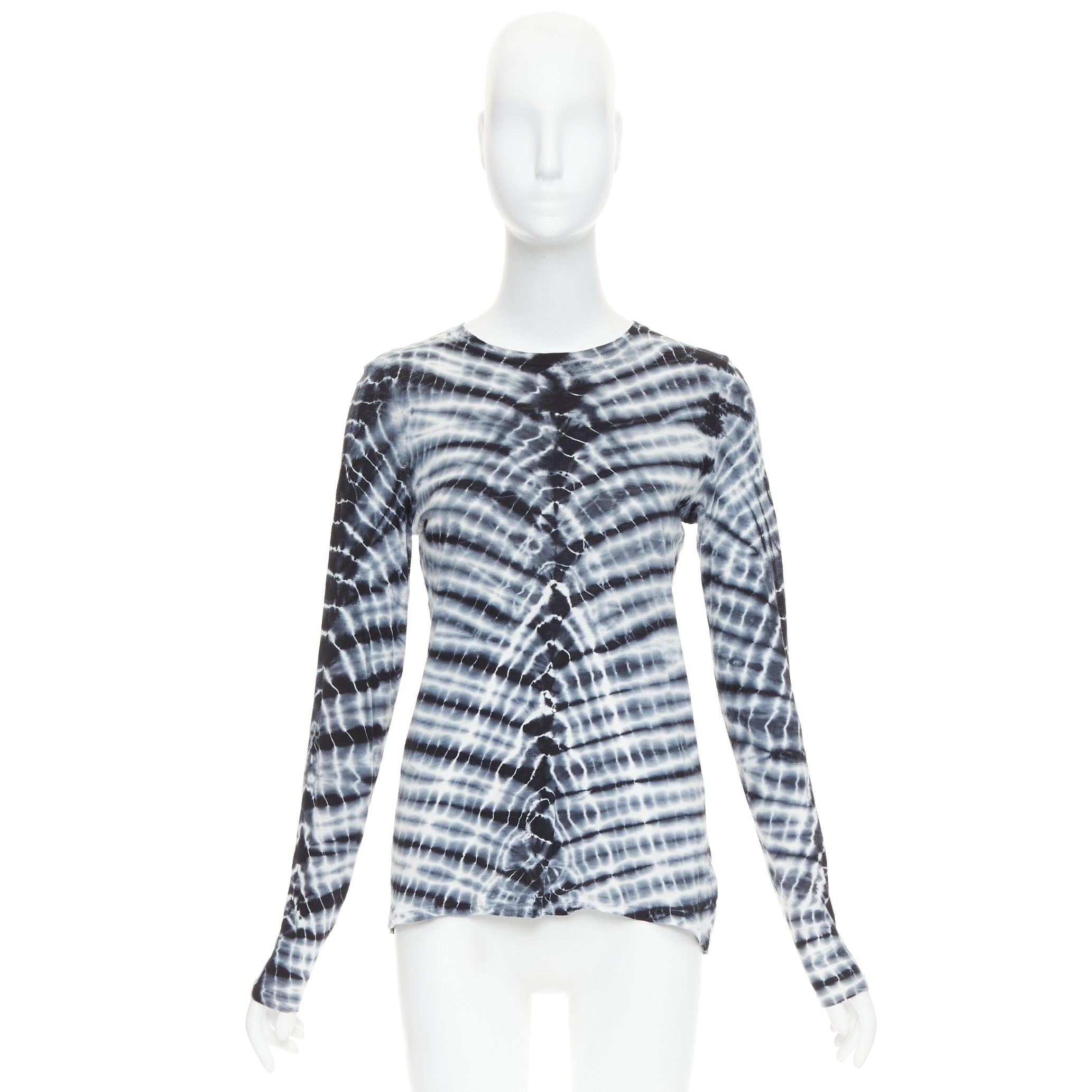 PROENZA SCHOULER Signature grey blue tie dye cotton long sleeve crew top XS For Sale 4