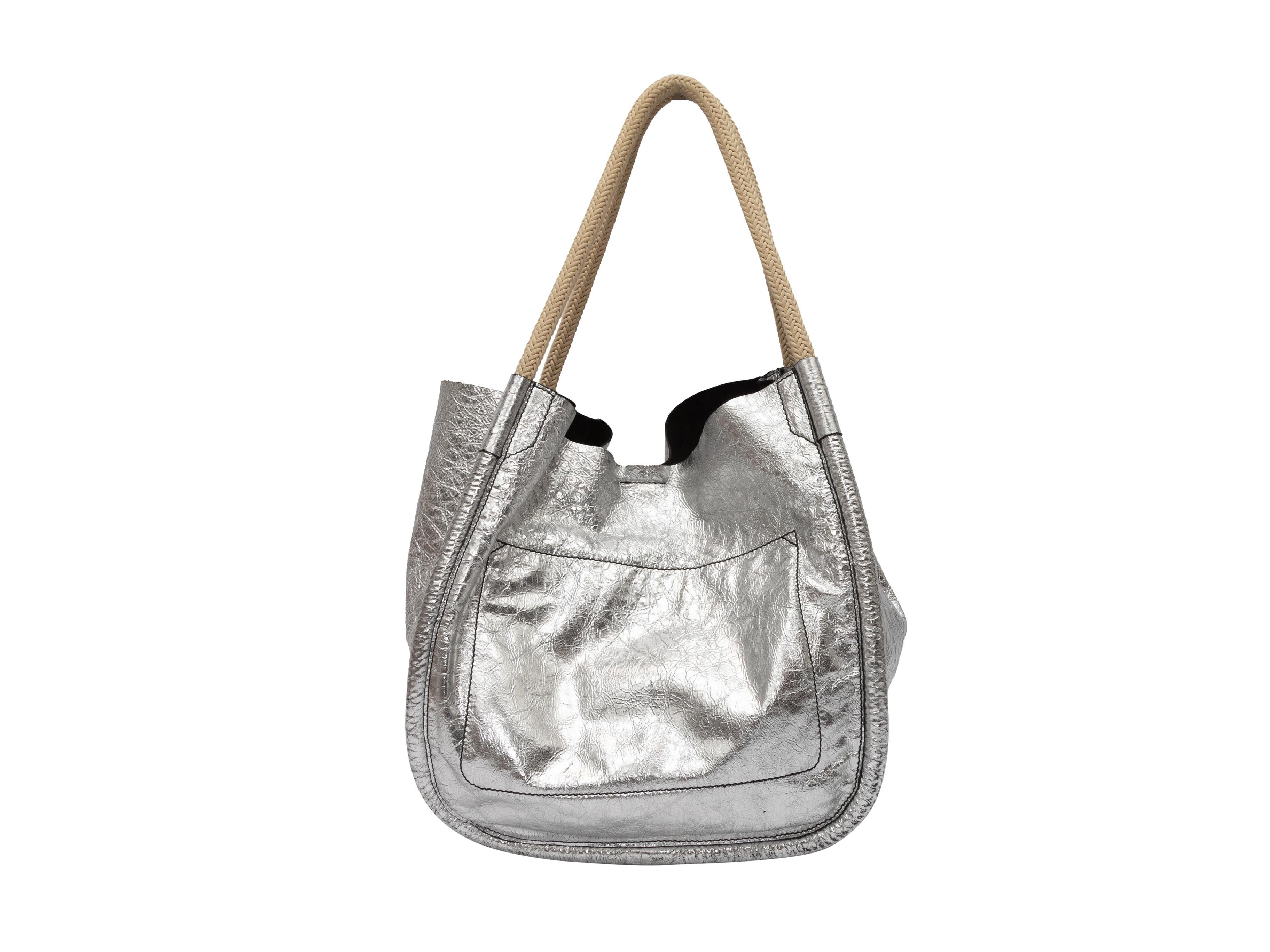 Proenza Schouler Silver Metallic Leather Shoulder Bag In Good Condition In New York, NY