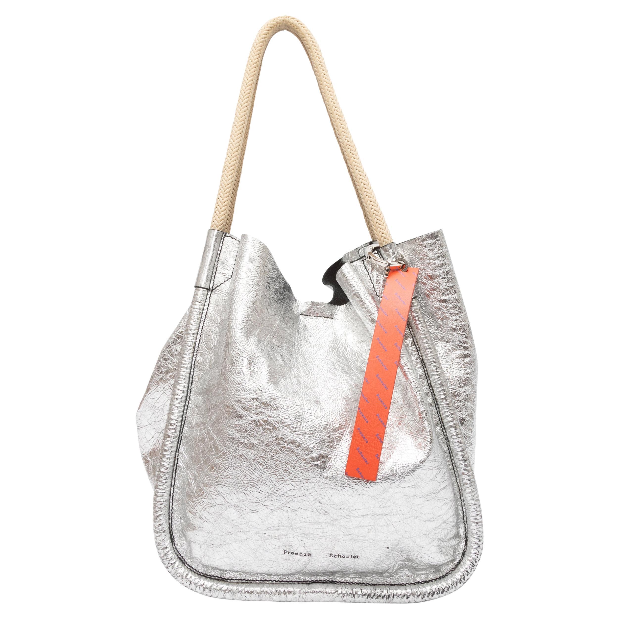 Proenza Schouler Silver Metallic Leather Shoulder Bag