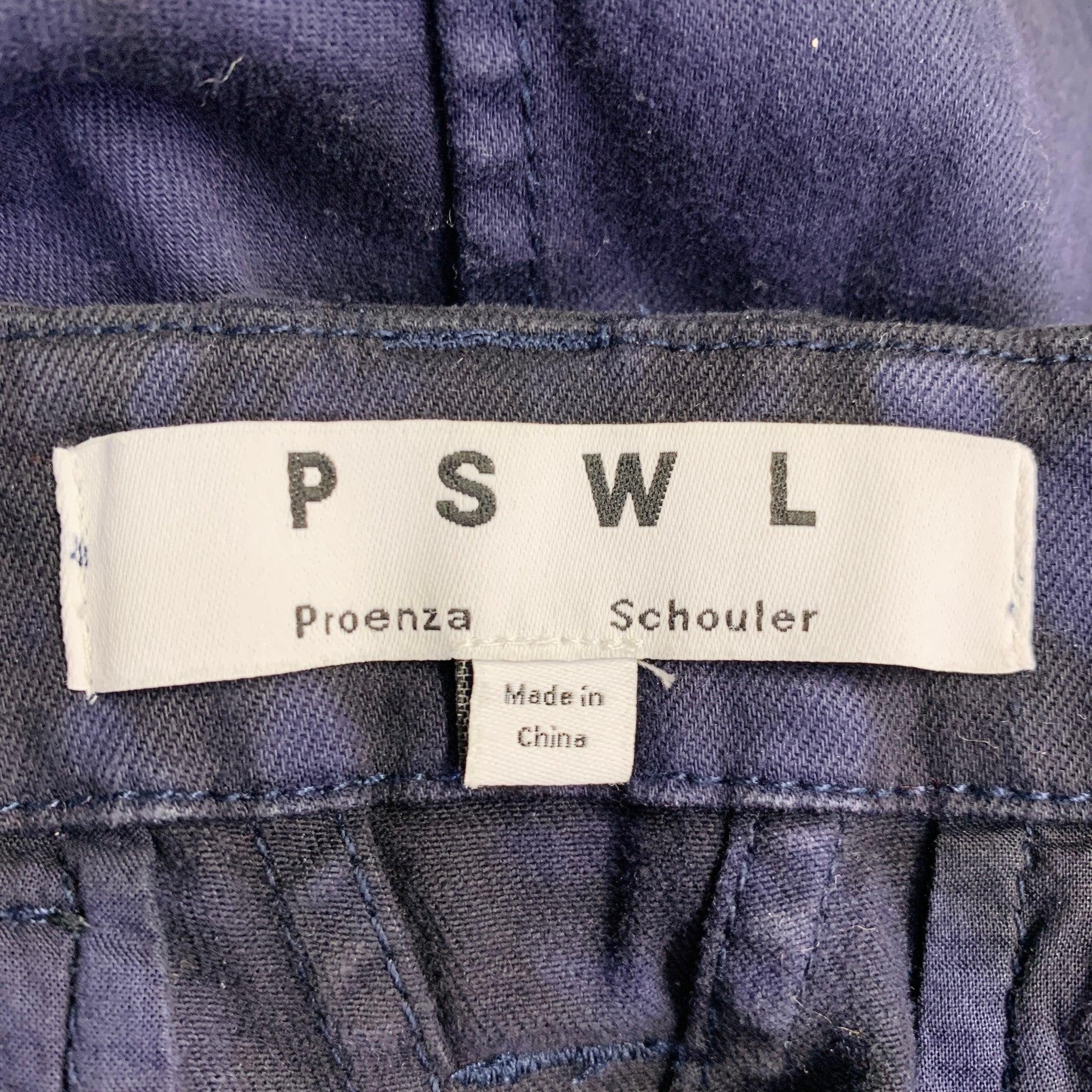 PROENZA SCHOULER Size 0 Navy Black Cotton Blend Marbled Belted Button Fly Shorts (short à ceinture et braguette à boutons) Excellent état - En vente à San Francisco, CA