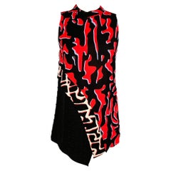 PROENZA SCHOULER Size 2 Black 
Red Print Viscose Asymmetrical Blouse