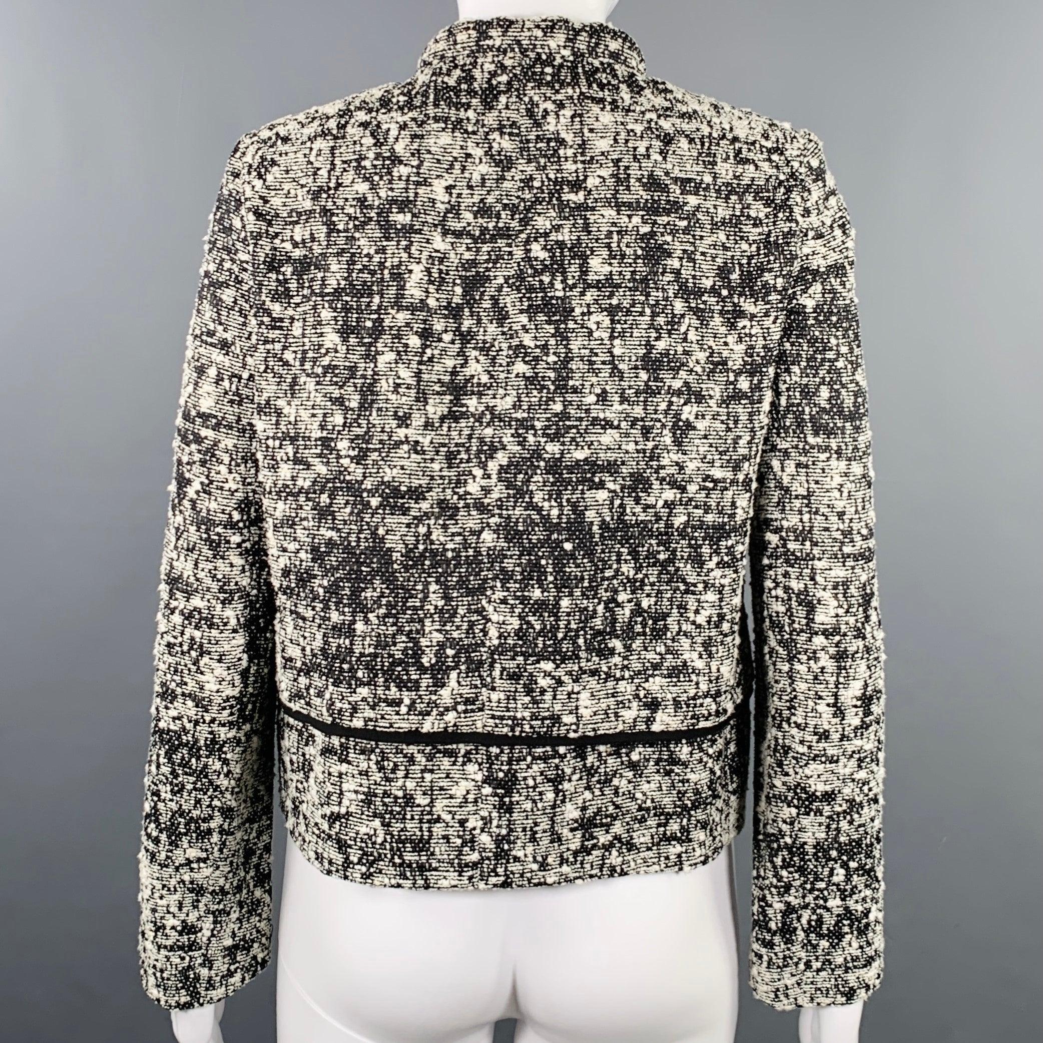 PROENZA SCHOULER Size 2 Black White Cotton Blend Boucle Snaps Jacket Blazer In Excellent Condition For Sale In San Francisco, CA