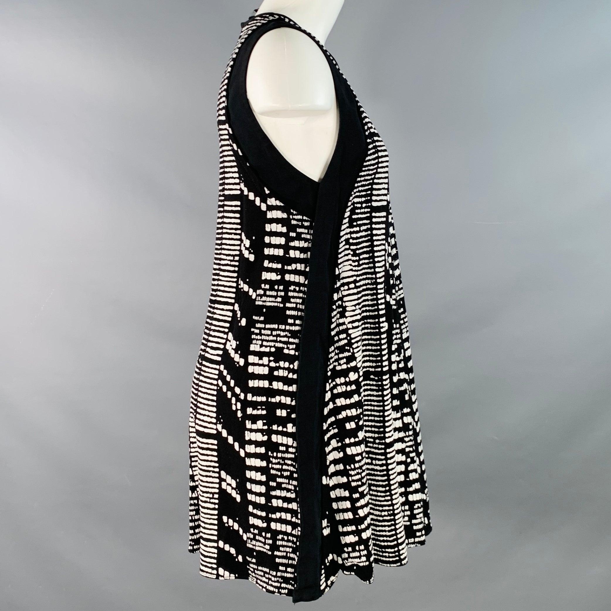 Noir PROENZA SCHOULER Taille 4 Robe sans manches en viscose texturée noir et blanc en vente