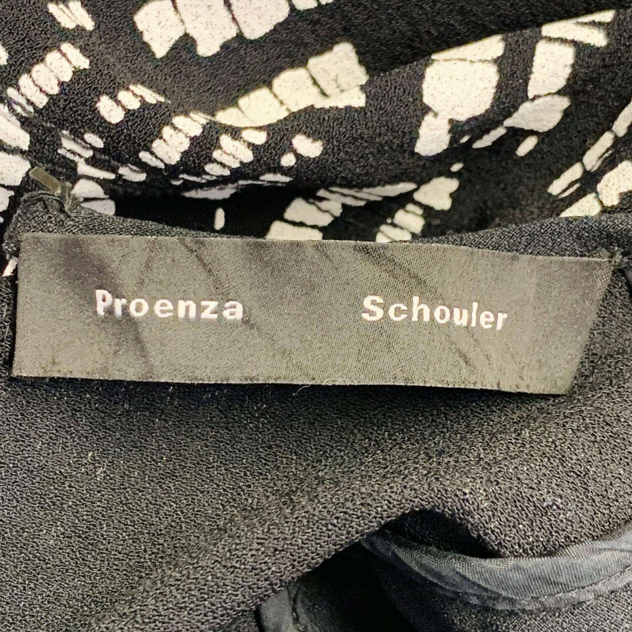 PROENZA SCHOULER Taille 4 Robe sans manches en viscose texturée noir et blanc Pour femmes en vente