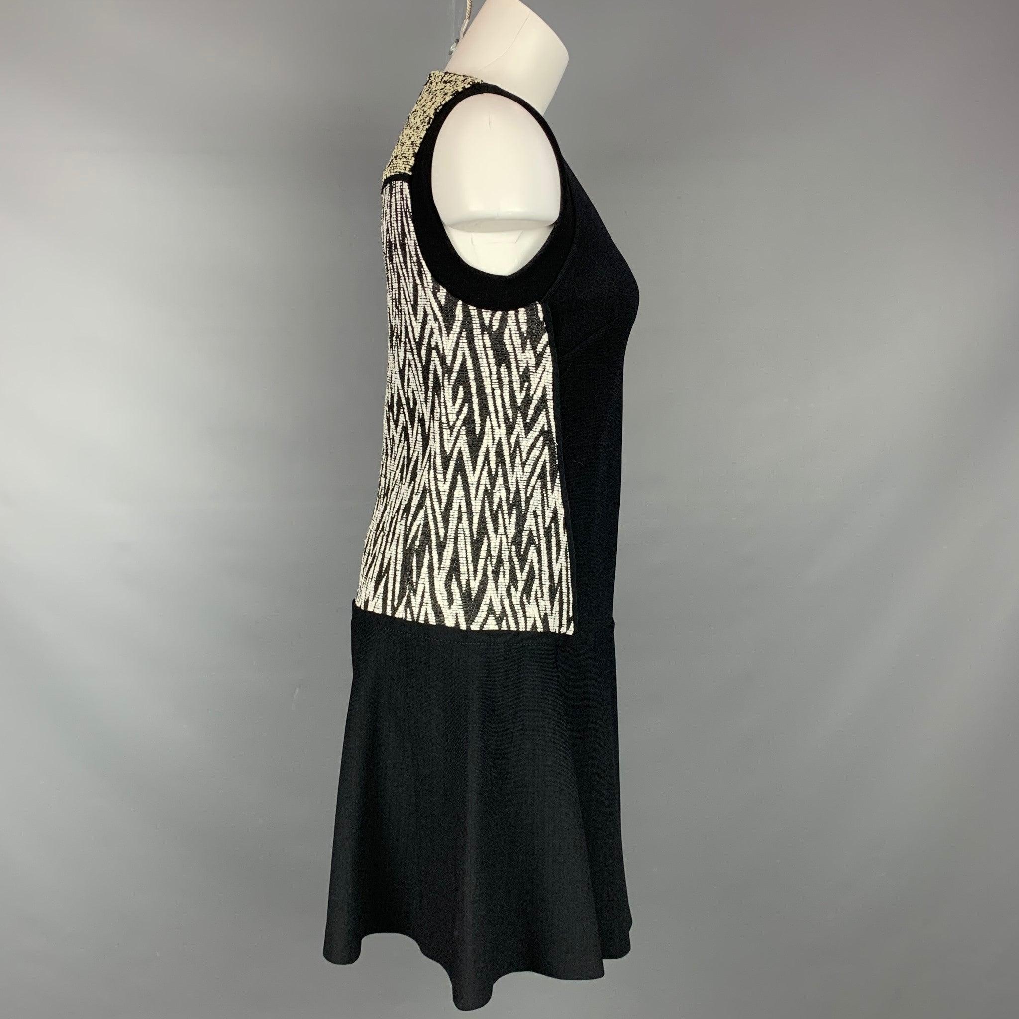 PROENZA SCHOULER Size 6 Black & White Acrylic Blend Sleeveless A-line Dress In Good Condition For Sale In San Francisco, CA