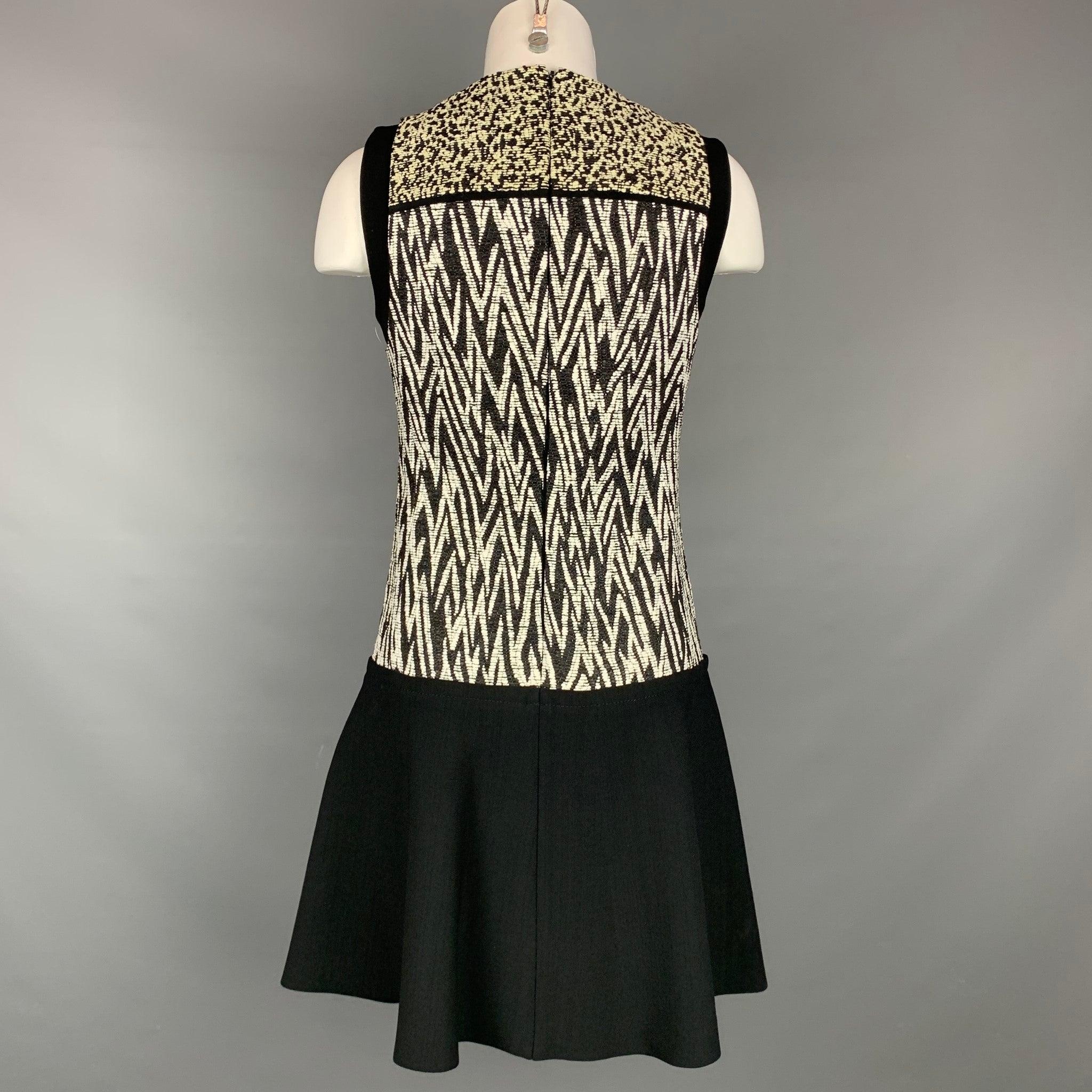 Women's PROENZA SCHOULER Size 6 Black & White Acrylic Blend Sleeveless A-line Dress For Sale