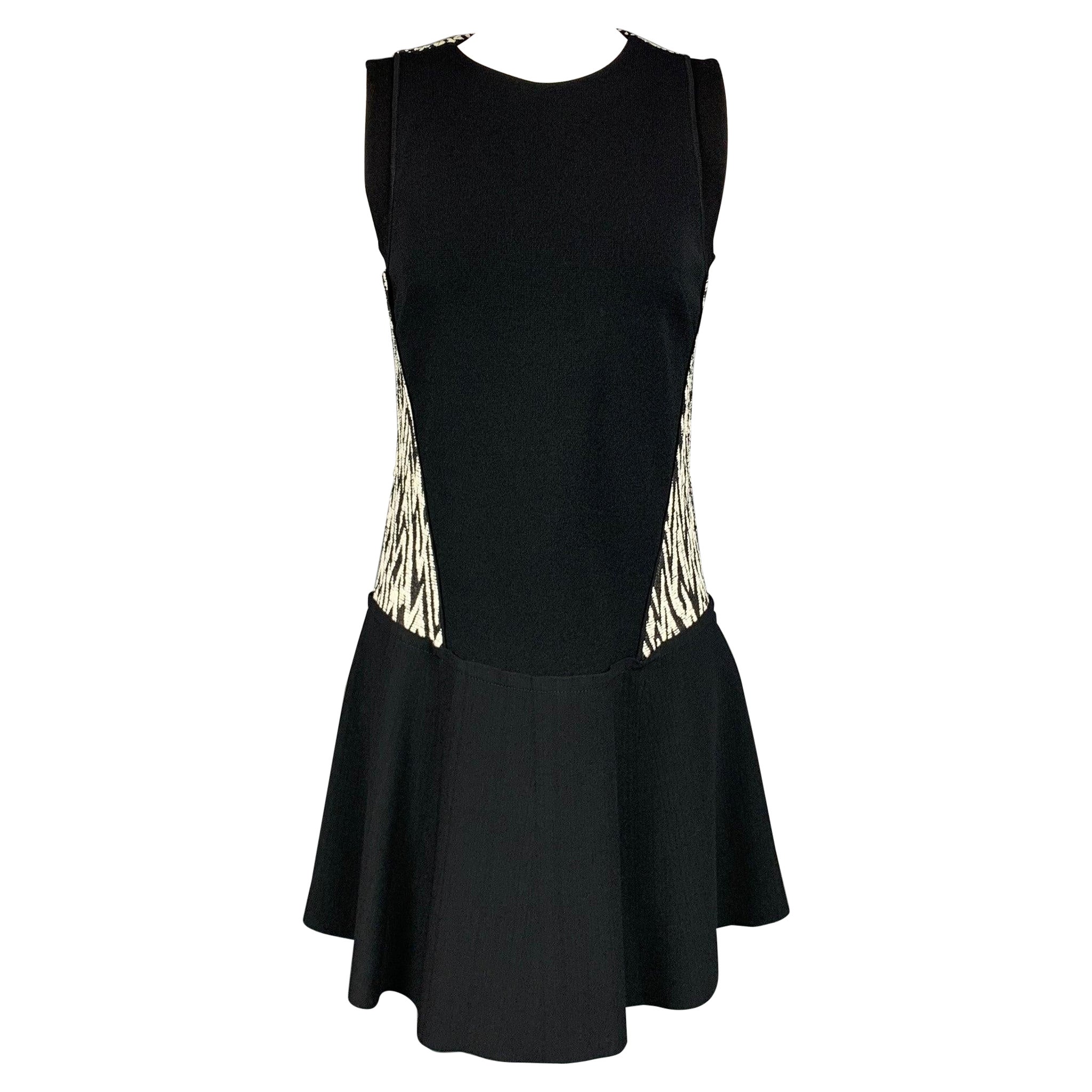 PROENZA SCHOULER Größe 6 Schwarzes & weißes ärmelloses A-Linien-Kleid aus Acrylmischung