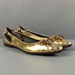 PROENZA SCHOULER Size 7 Gold Leather Metallic Flats