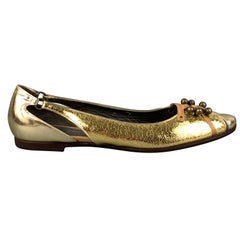 PROENZA SCHOULER Talla 7 Bailarinas de cuero dorado metalizado