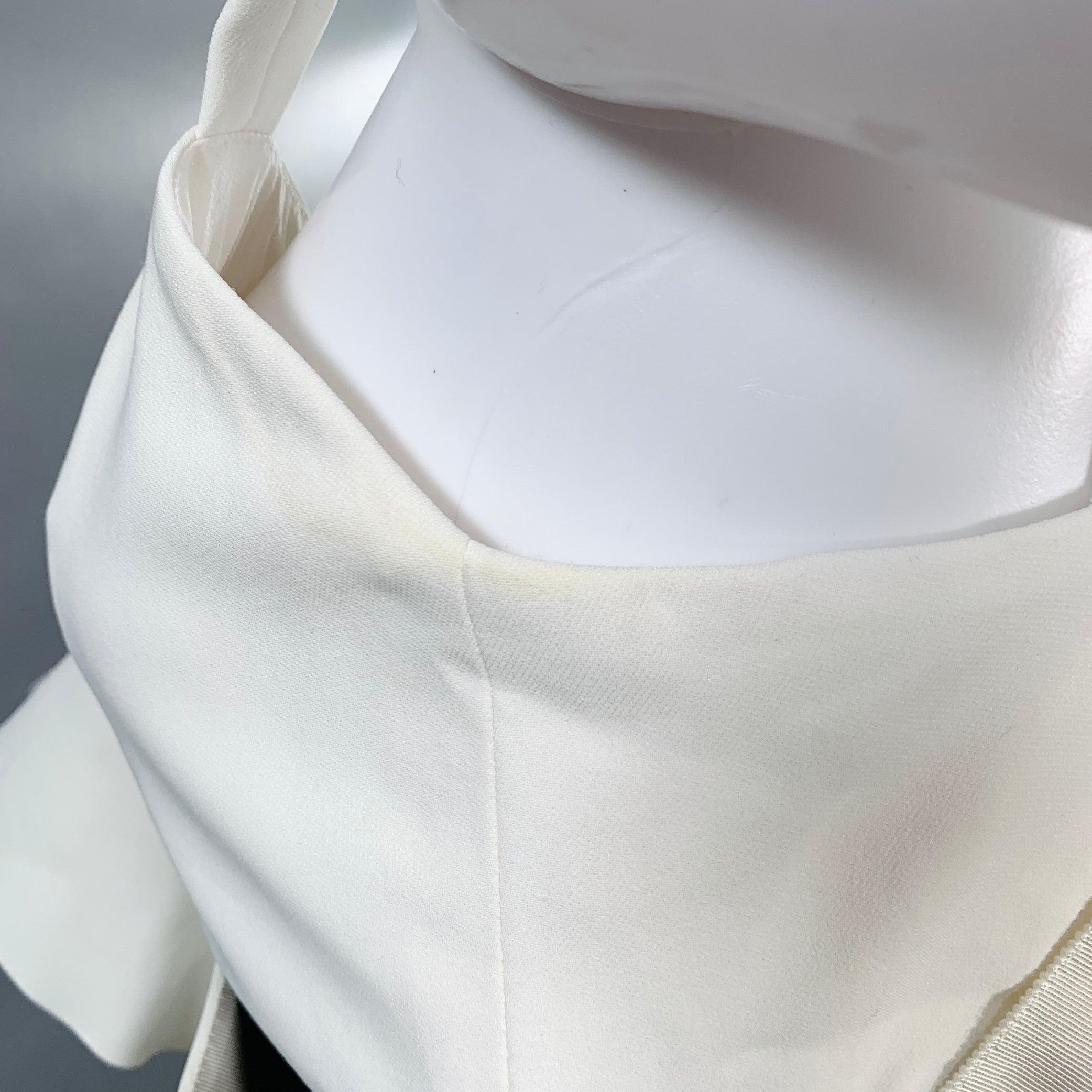 PROENZA SCHOULER Size 8 Cream Black Viscose Blend Ruffle Cocktail Dress For Sale 1