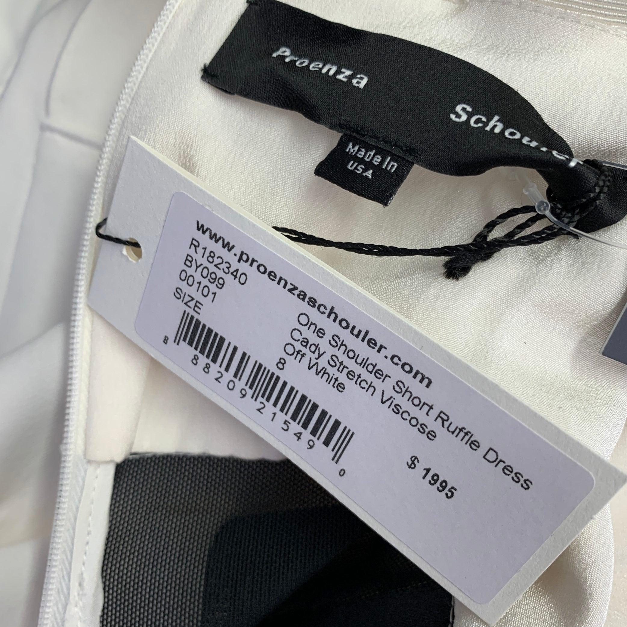 PROENZA SCHOULER Size 8 Cream Black Viscose Blend Ruffle Cocktail Dress For Sale 2