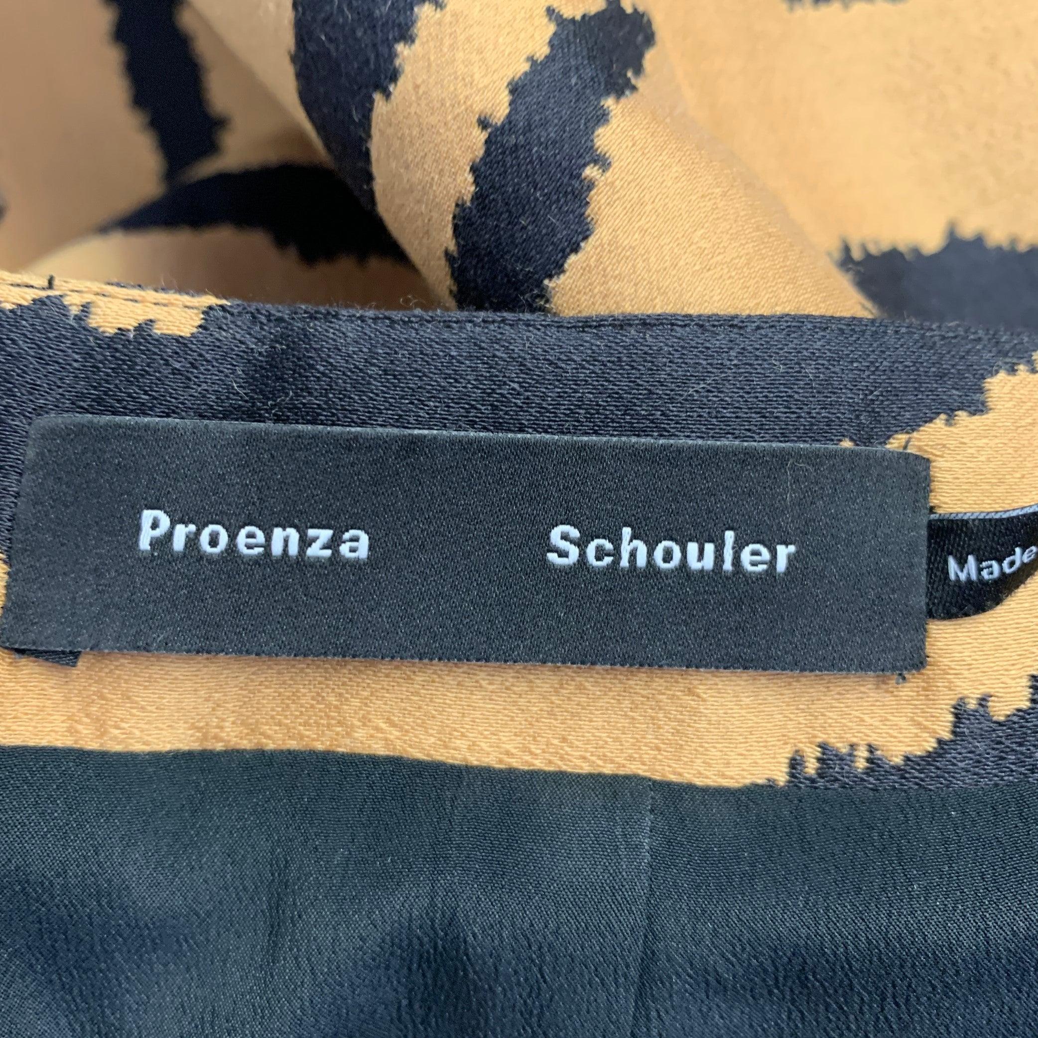 PROENZA SCHOULER Größe 8 Tan Schwarz Wolle Seide Animal Print Back Zip Mini Rock im Zustand „Gut“ im Angebot in San Francisco, CA