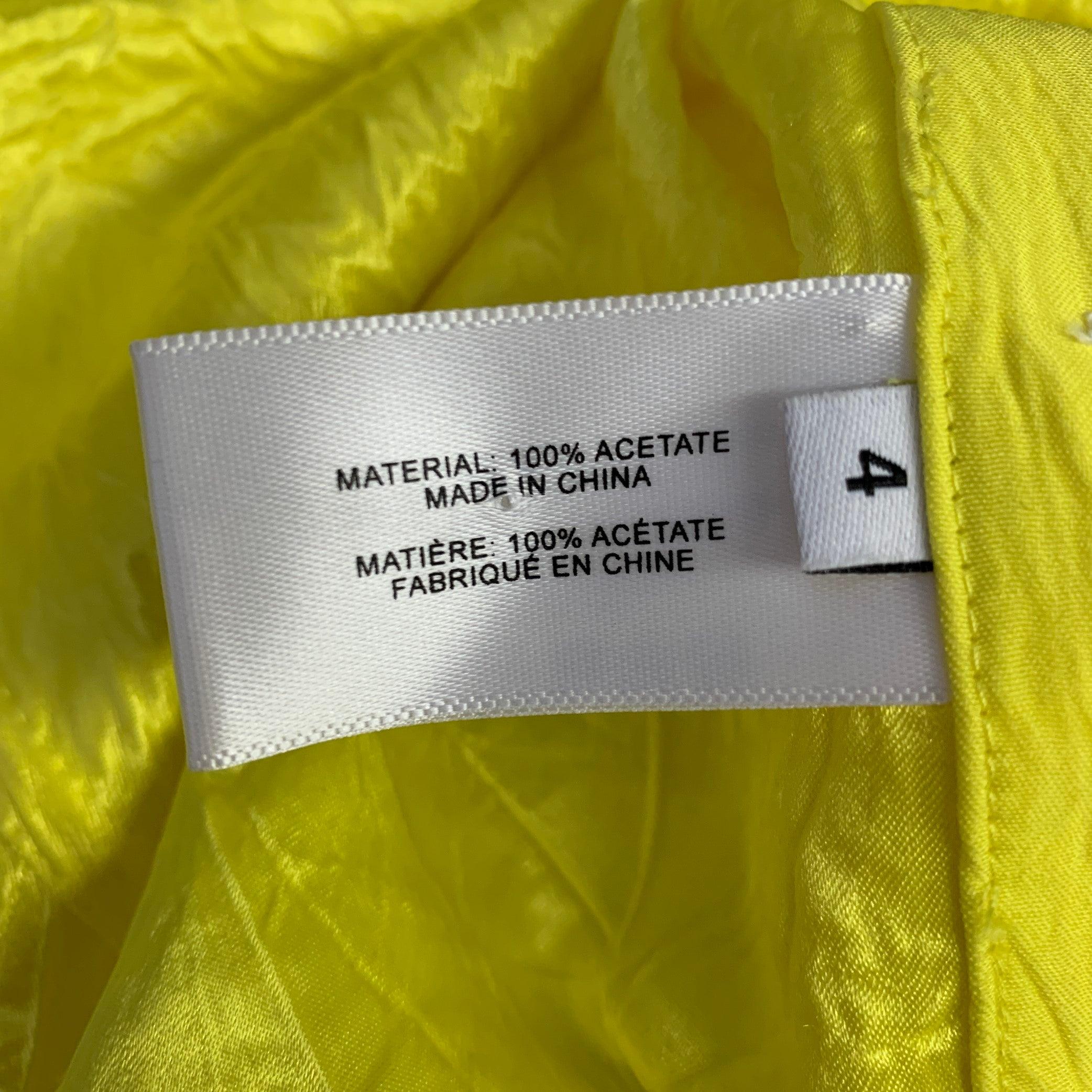 Proenza Schouler Taglia L Camicia a maniche lunghe in acetato stropicciato giallo neon con abbottonatura nascosta in vendita 2