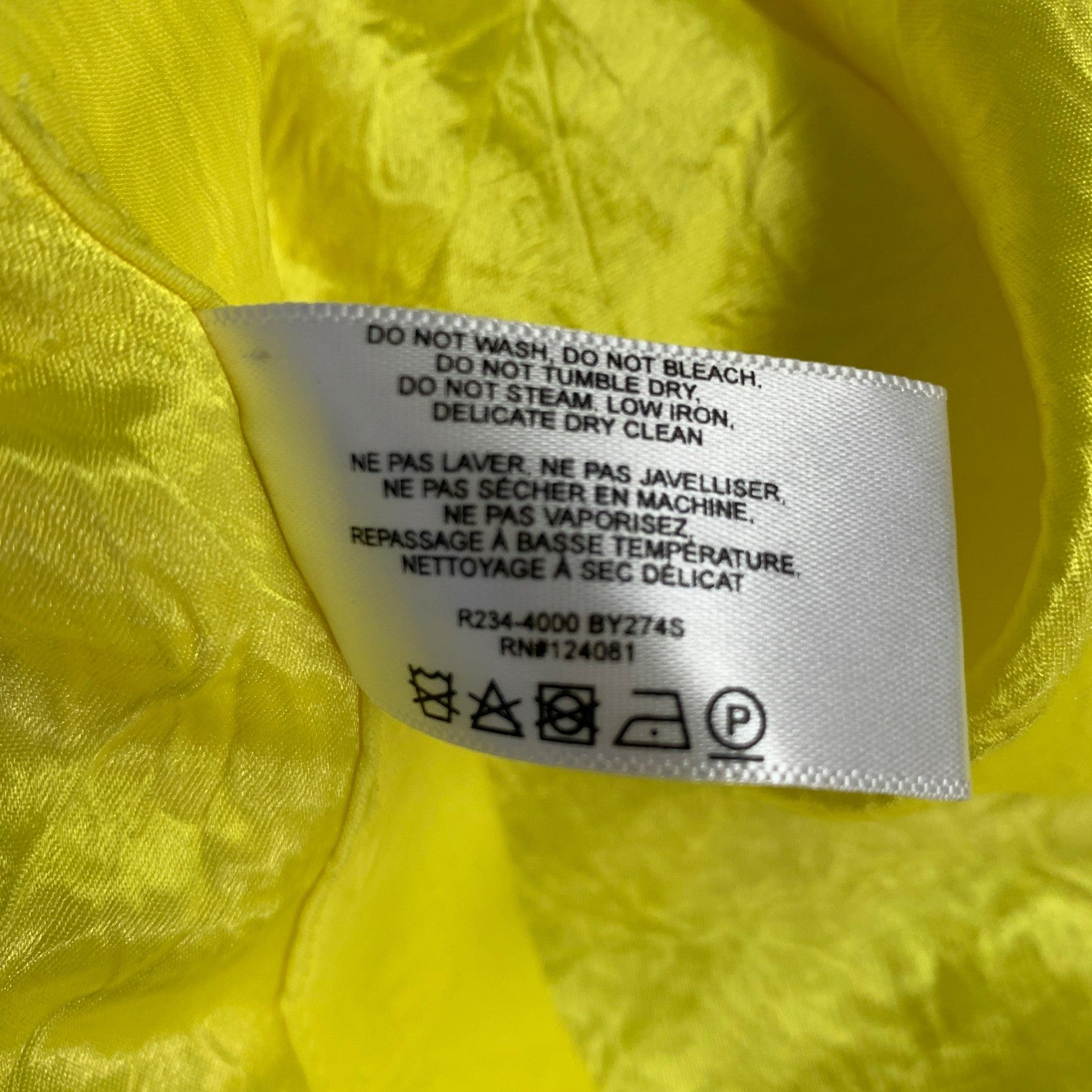 Proenza Schouler Taglia L Camicia a maniche lunghe in acetato stropicciato giallo neon con abbottonatura nascosta in vendita 3