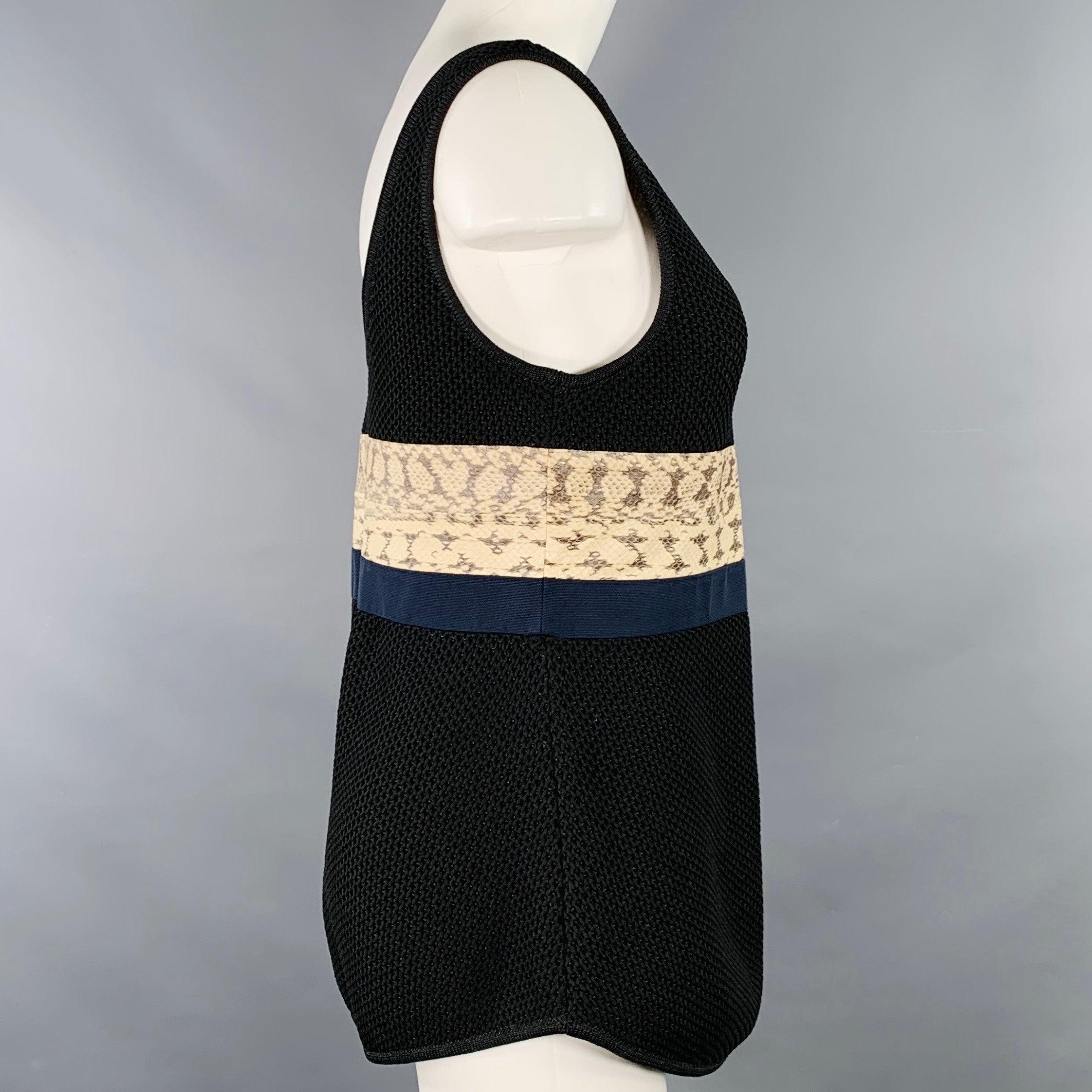 PROENZA SCHOULER Taille M Noir Beige Polyester Blend Mixed Fabrics Casual Top Excellent état - En vente à San Francisco, CA