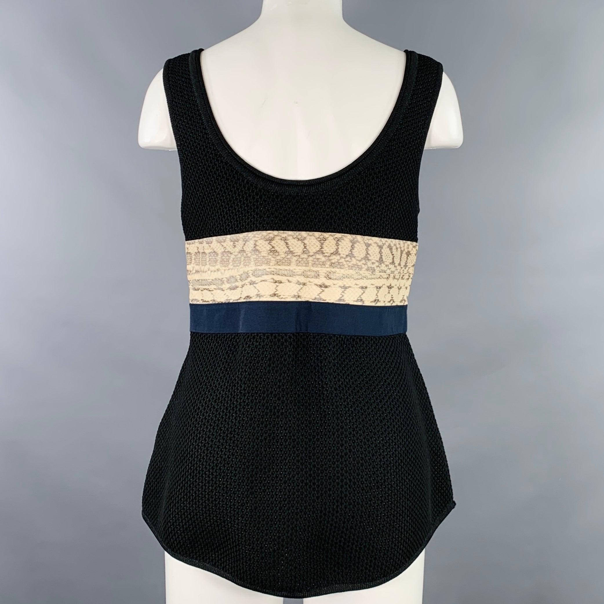 PROENZA SCHOULER Taille M Noir Beige Polyester Blend Mixed Fabrics Casual Top Pour femmes en vente