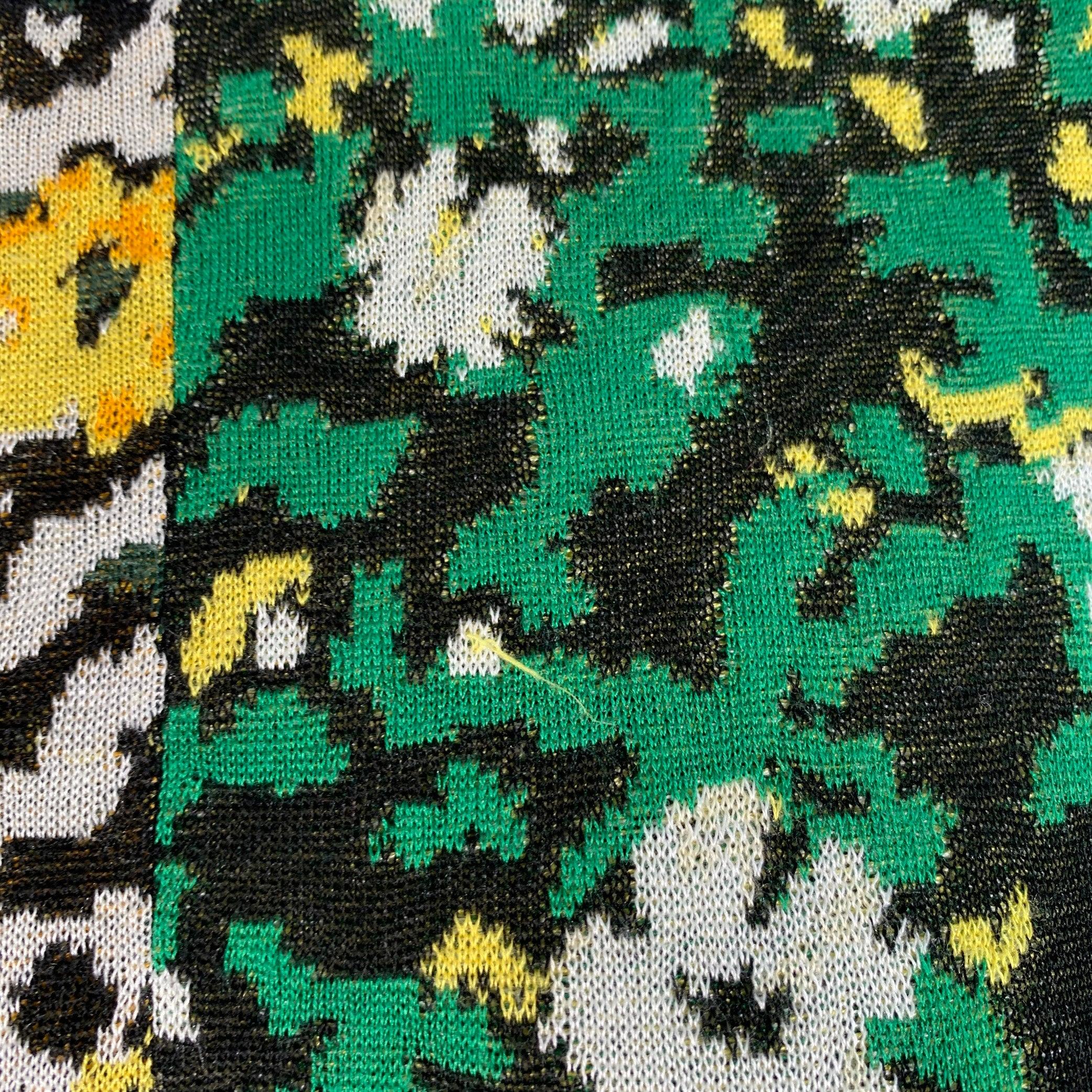 PROENZA SCHOULER Size M Black Green White Silk Color Block Floral Pullover For Sale 2