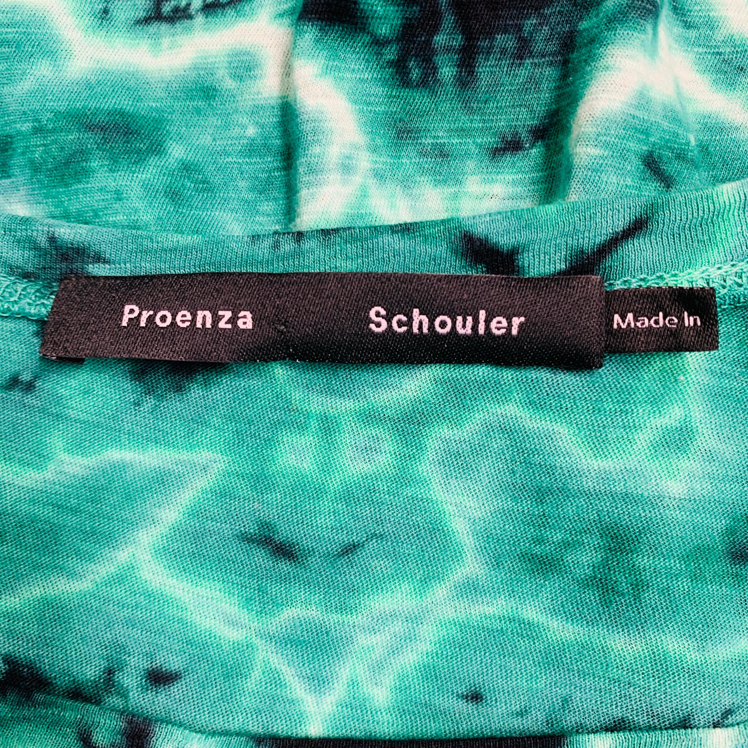 PROENZA SCHOULER Taille S Top décontracté à manches longues en coton vert et noir Tie Dye Pour femmes en vente