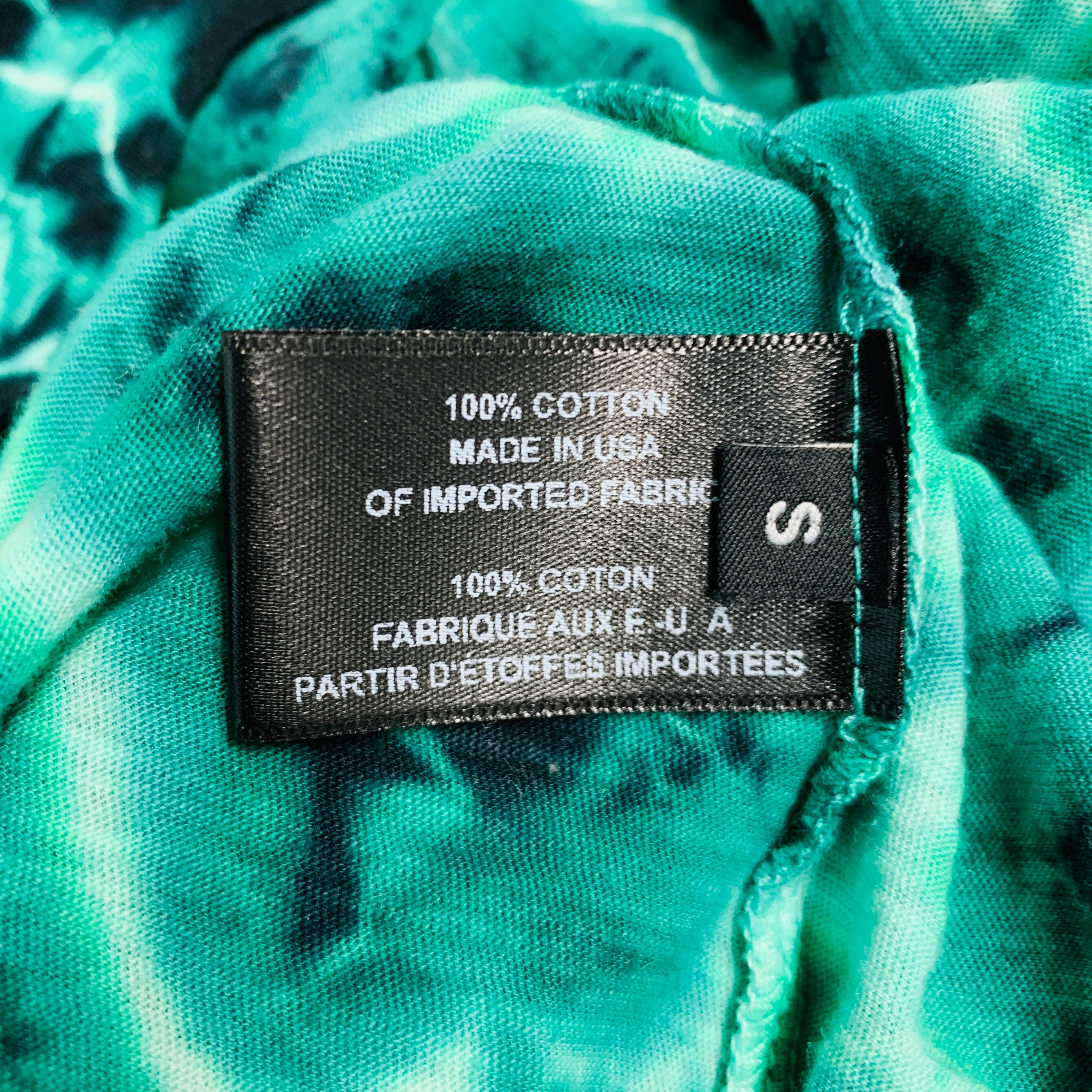 PROENZA SCHOULER Size S Green Black Cotton Tie Dye Long Sleeve Casual Top For Sale 1