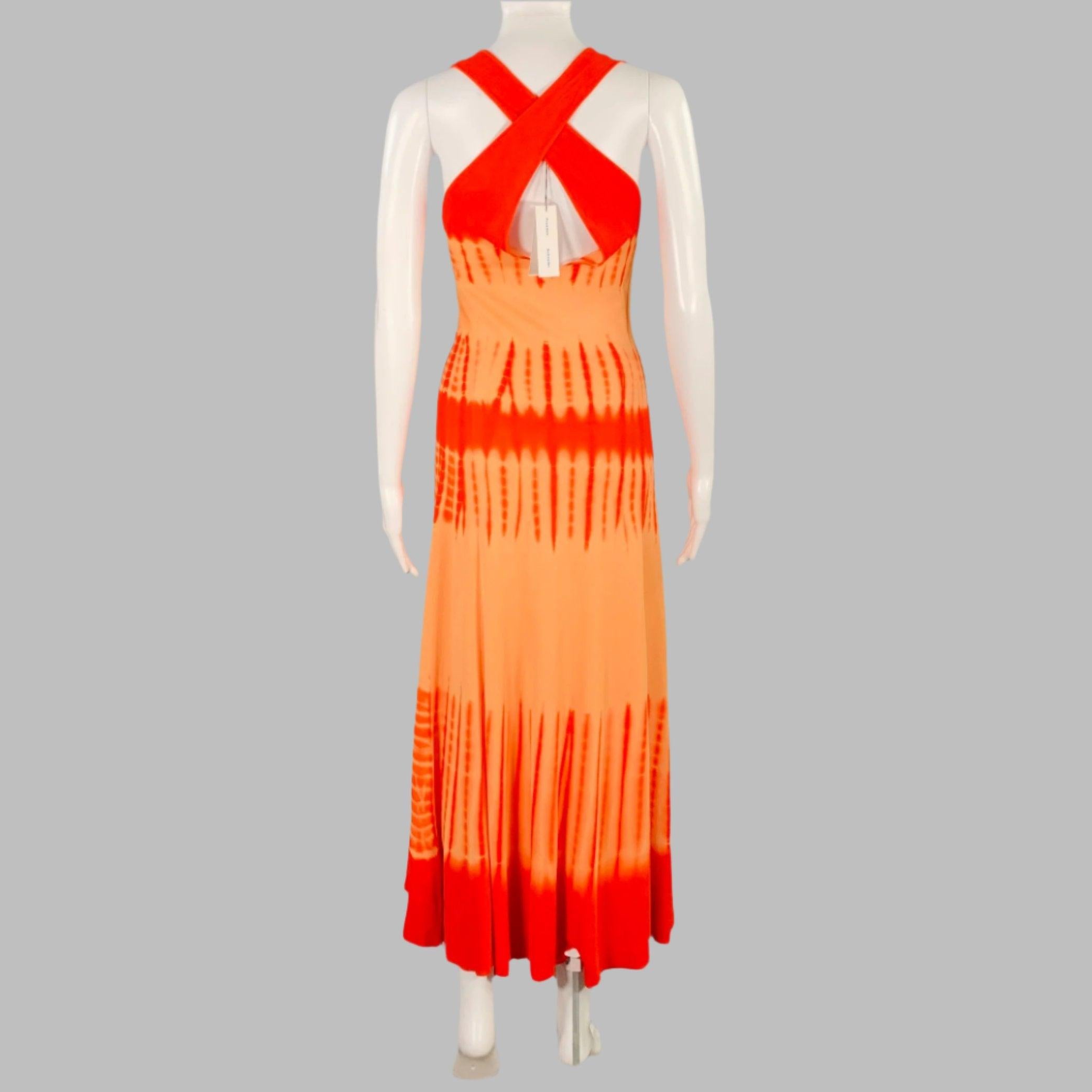 PROENZA SCHOULER Size S Orange Viscose Tie Dye Crossback Maxi Dress In Excellent Condition For Sale In San Francisco, CA