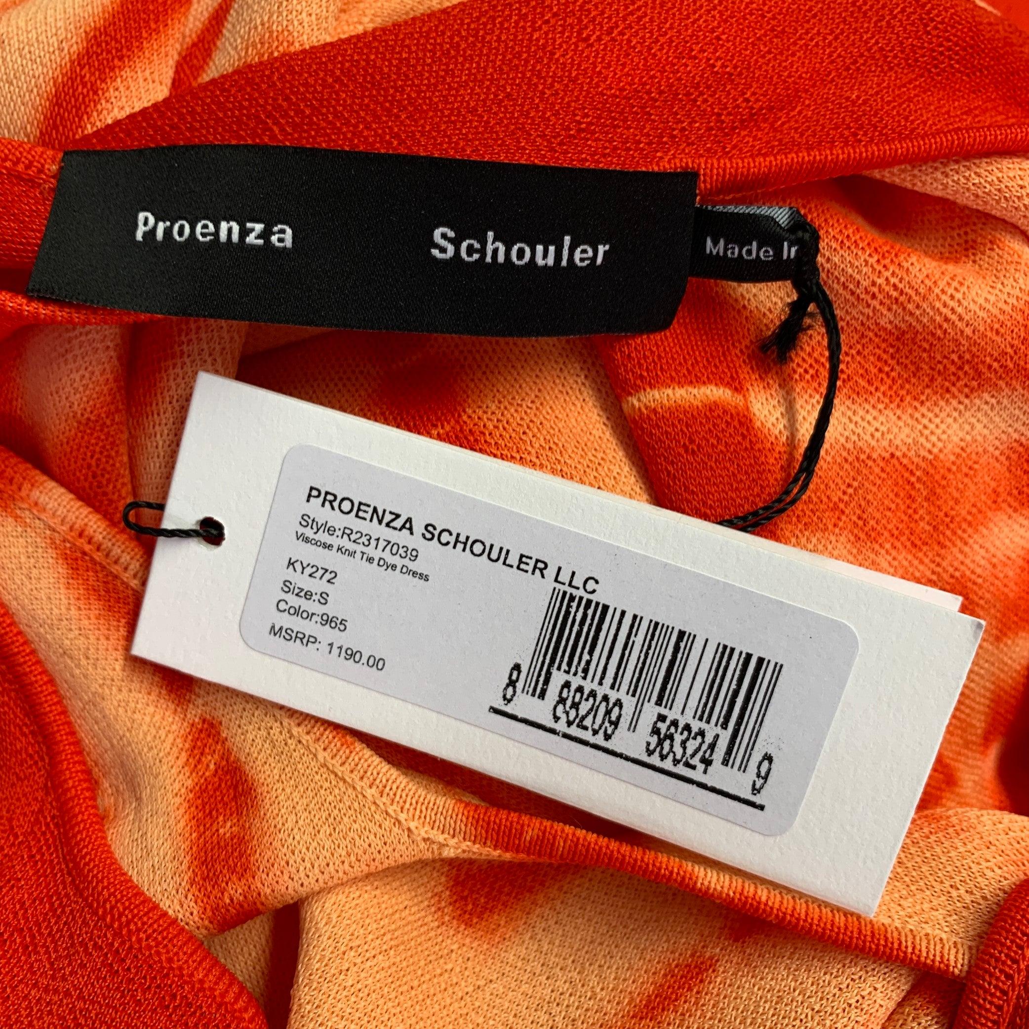 PROENZA SCHOULER Size S Orange Viscose Tie Dye Crossback Maxi Dress For Sale 1