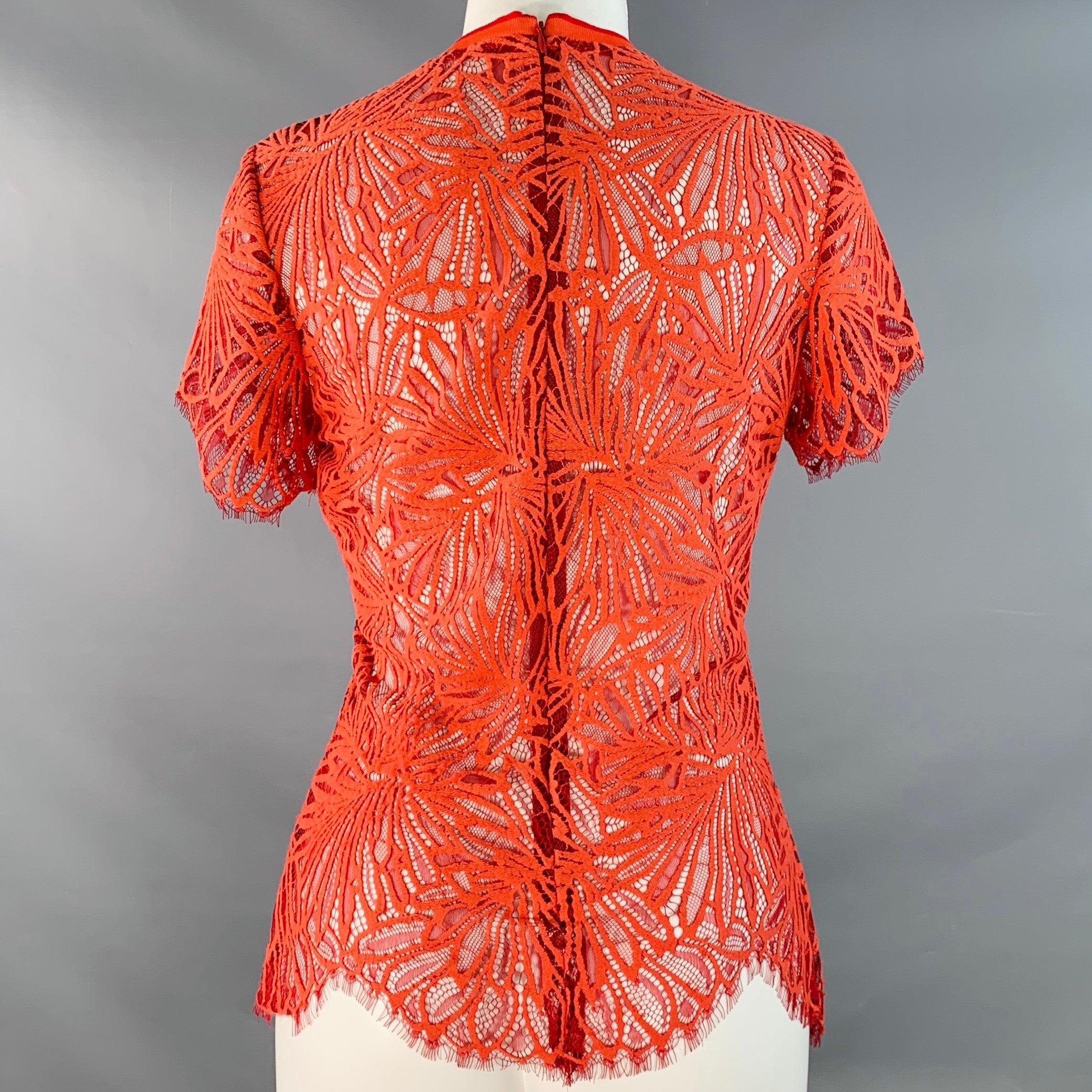Donna PROENZA SCHOULER Taglia S Rosso Arancione Pizzo Grezzo Casual Top in vendita