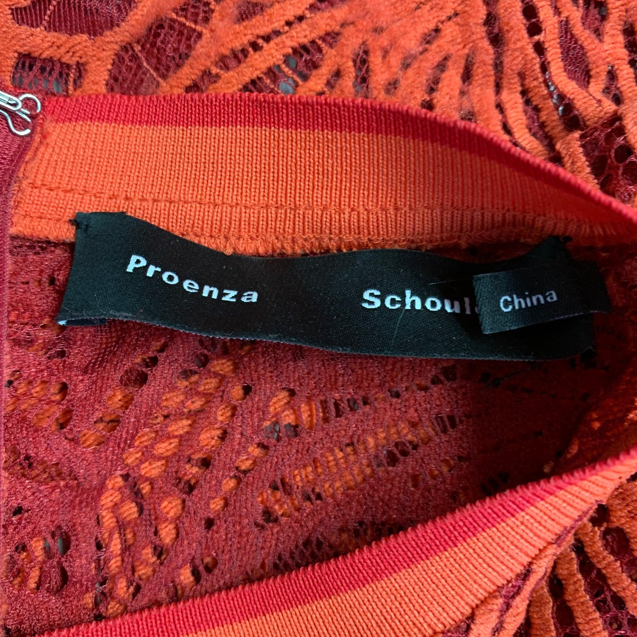PROENZA SCHOULER Taglia S Rosso Arancione Pizzo Grezzo Casual Top in vendita 2