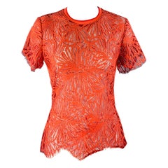 PROENZA SCHOULER Taglia S Rosso Arancione Pizzo Grezzo Casual Top