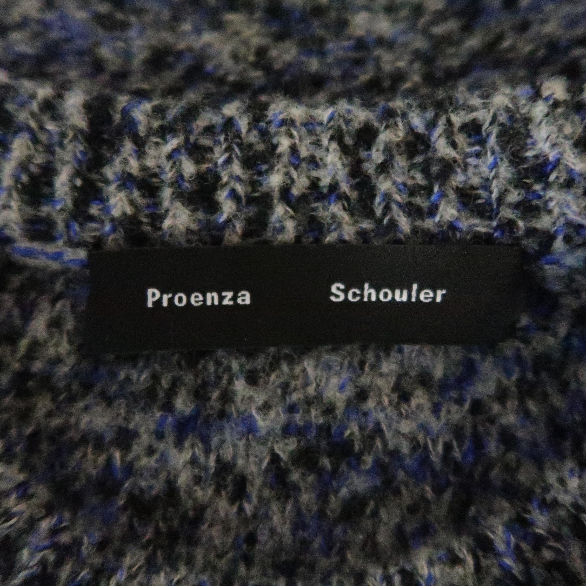 PROENZA SCHOULER Size XS Blue & Grey Heathered Marble Wool Blend Sweater 1