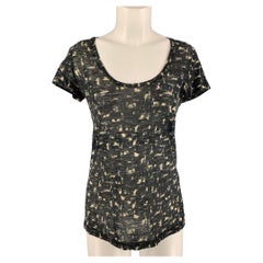 PROENZA SCHOULER - T-shirt en coton marbré gris et olive, taille XS