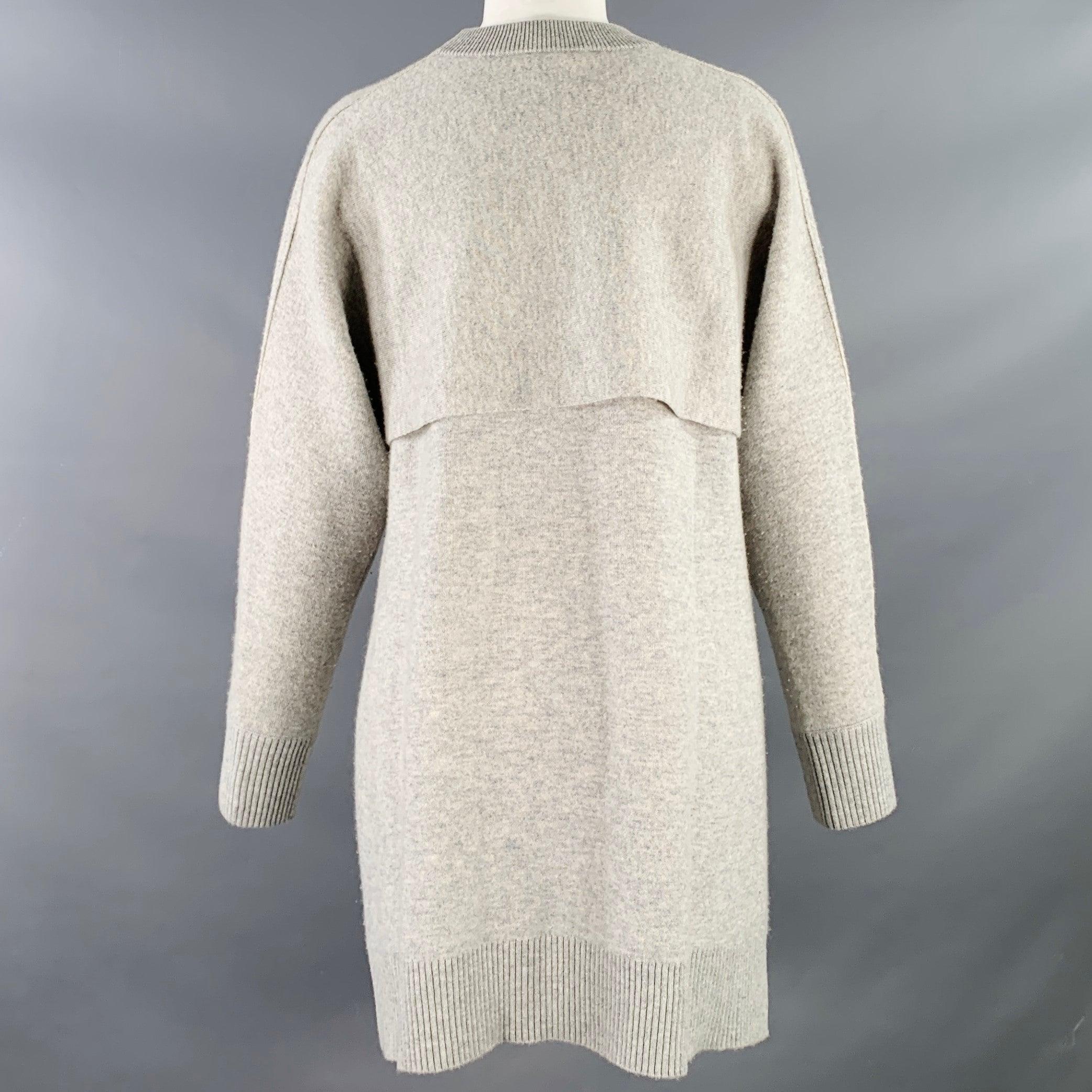 PROENZA SCHOULER Size XS Heather Grey Cashmere Blend Crew Neck Large Pockets Pullover In Good Condition For Sale In San Francisco, CA
