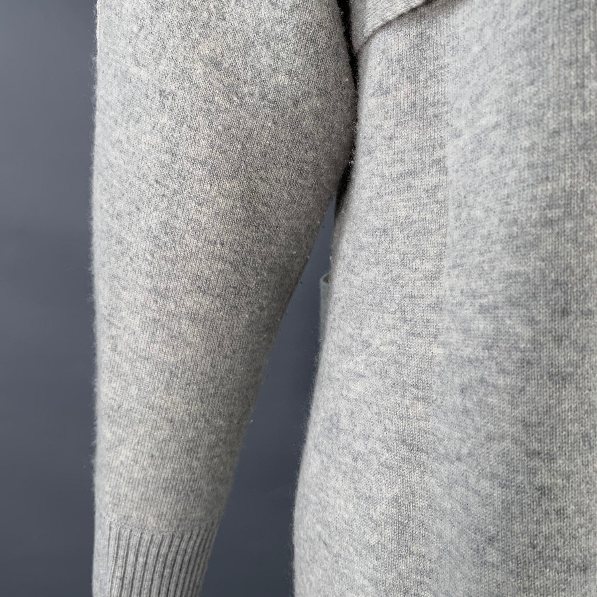 PROENZA SCHOULER Size XS Heather Grey Cashmere Blend Crew Neck Large Pockets Pullover For Sale 1