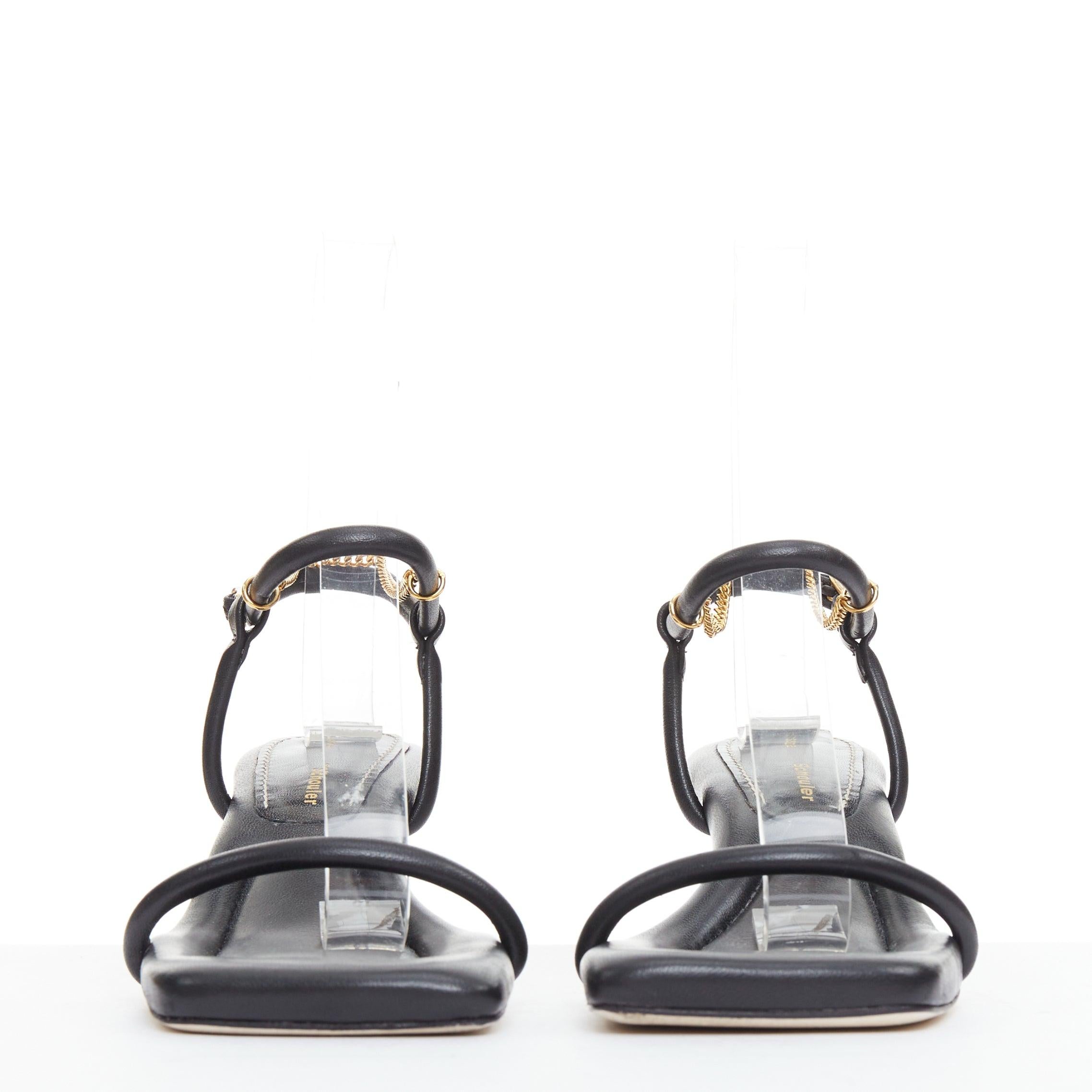 PROENZA SCHOULER Sofia Sandalias acolchadas de eslabones de cadena dorada y piel negra EU35 en Bueno estado para la venta en Hong Kong, NT