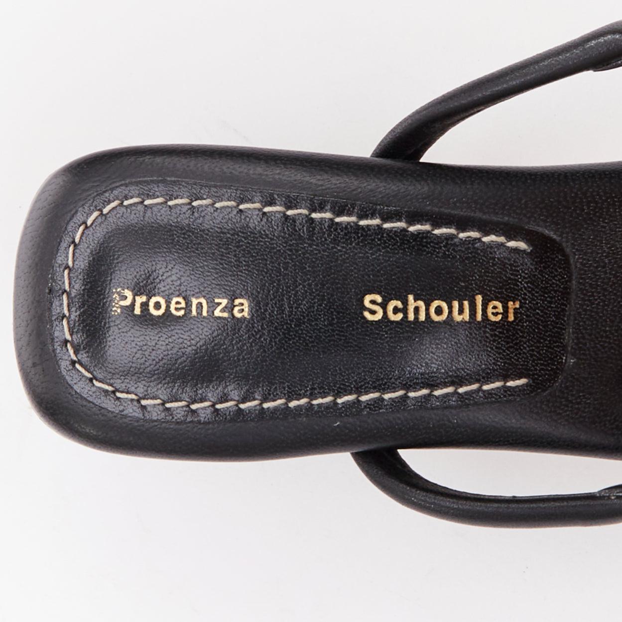 PROENZA SCHOULER Sofia Sandalias acolchadas de eslabones de cadena dorada y piel negra EU35 en venta 3