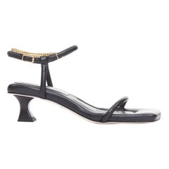 PROENZA SCHOULER Sofia Sandalias acolchadas de eslabones de cadena dorada y piel negra EU35