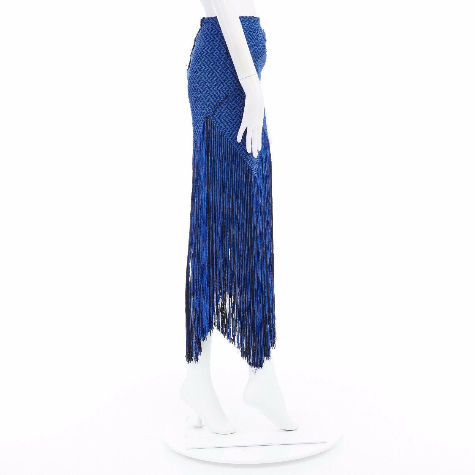 Women's PROENZA SCHOULER SS15 blue hemp linen basketweave fringed maxi skirt US2 25