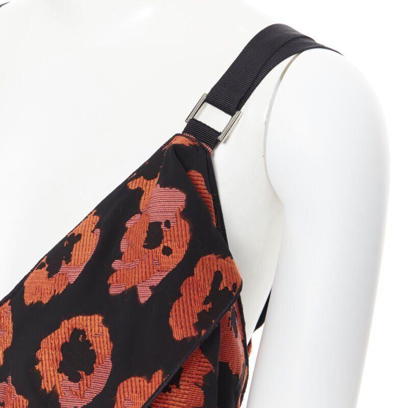PROENZA SCHOULER SS18 black red floral jacquard hook eye ruffle dress US4 For Sale 5