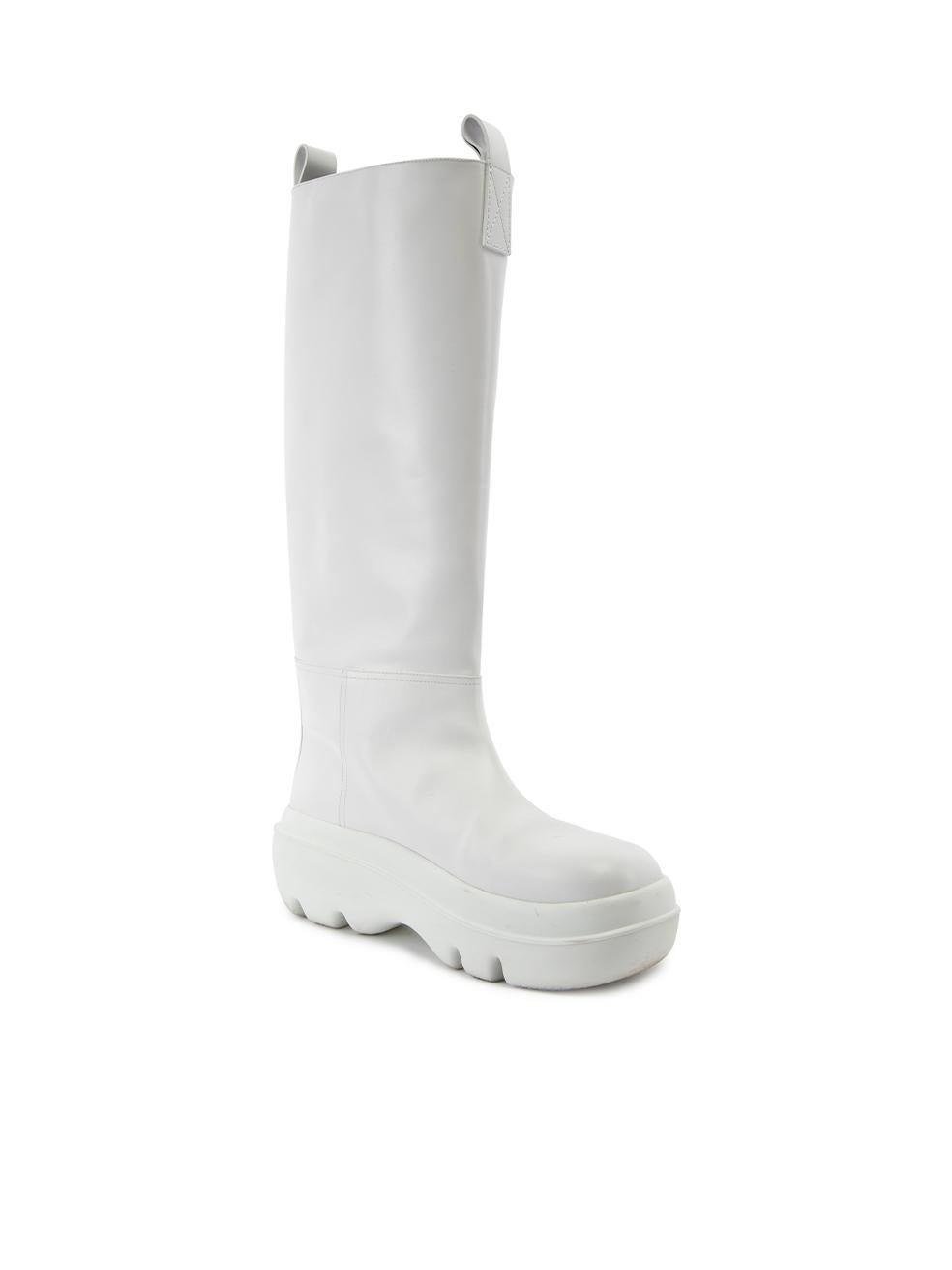 Proenza Schouler Storm White Knee High Leather Boots Size UK 8