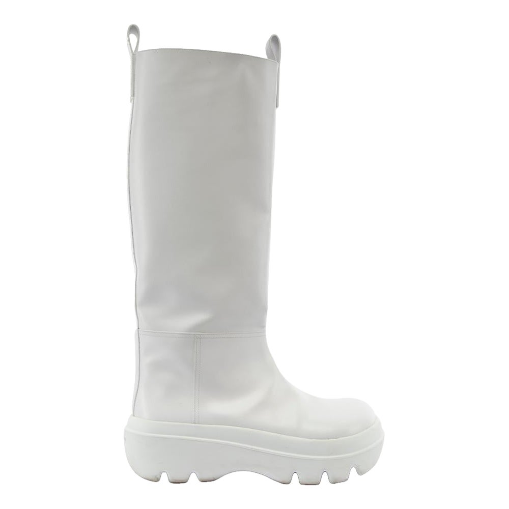 Proenza Schouler Storm White Knee High Leather Boots Size UK 8 en vente