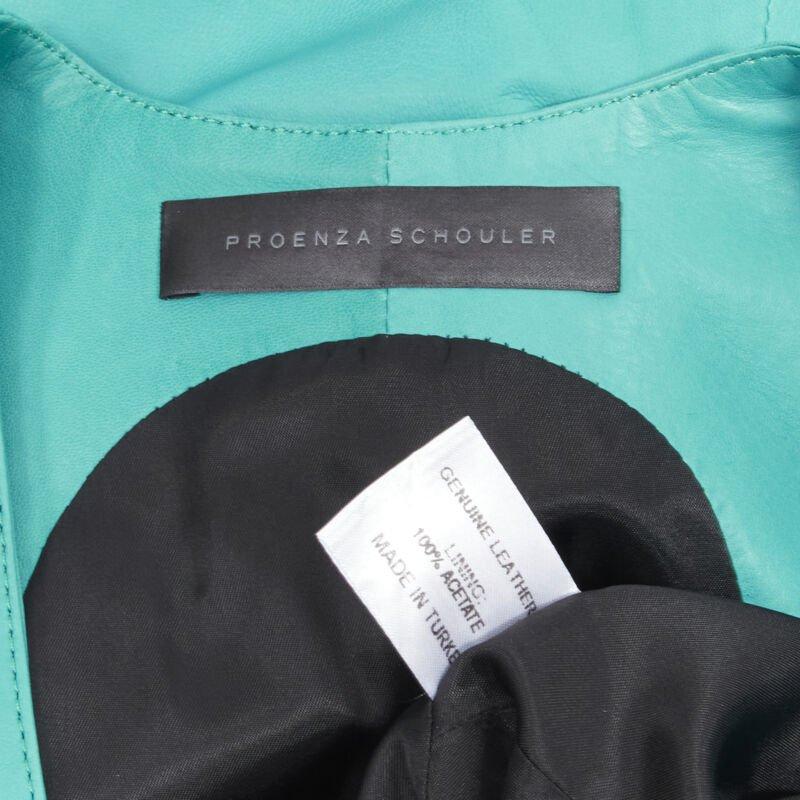 PROENZA SCHOULER blaugrünes Leder-Kleid mit Rüschenbesatz US2 S im Angebot 4