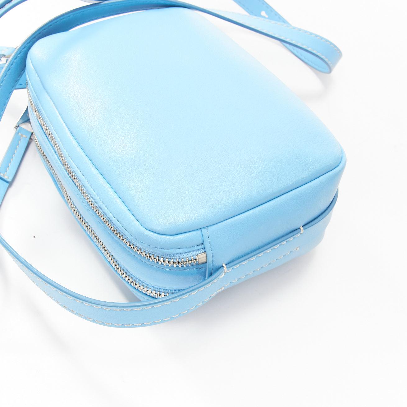PROENZA SCHOULER White Label blue leather silver zipper crossbody camera bag For Sale 4