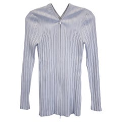Proenza Schouler White Label Rib Knit Zip Cardigan in Light Blue Cotton