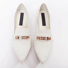 PROENZA SCHOULER white smooth leather signature silver embellishment flats EU39