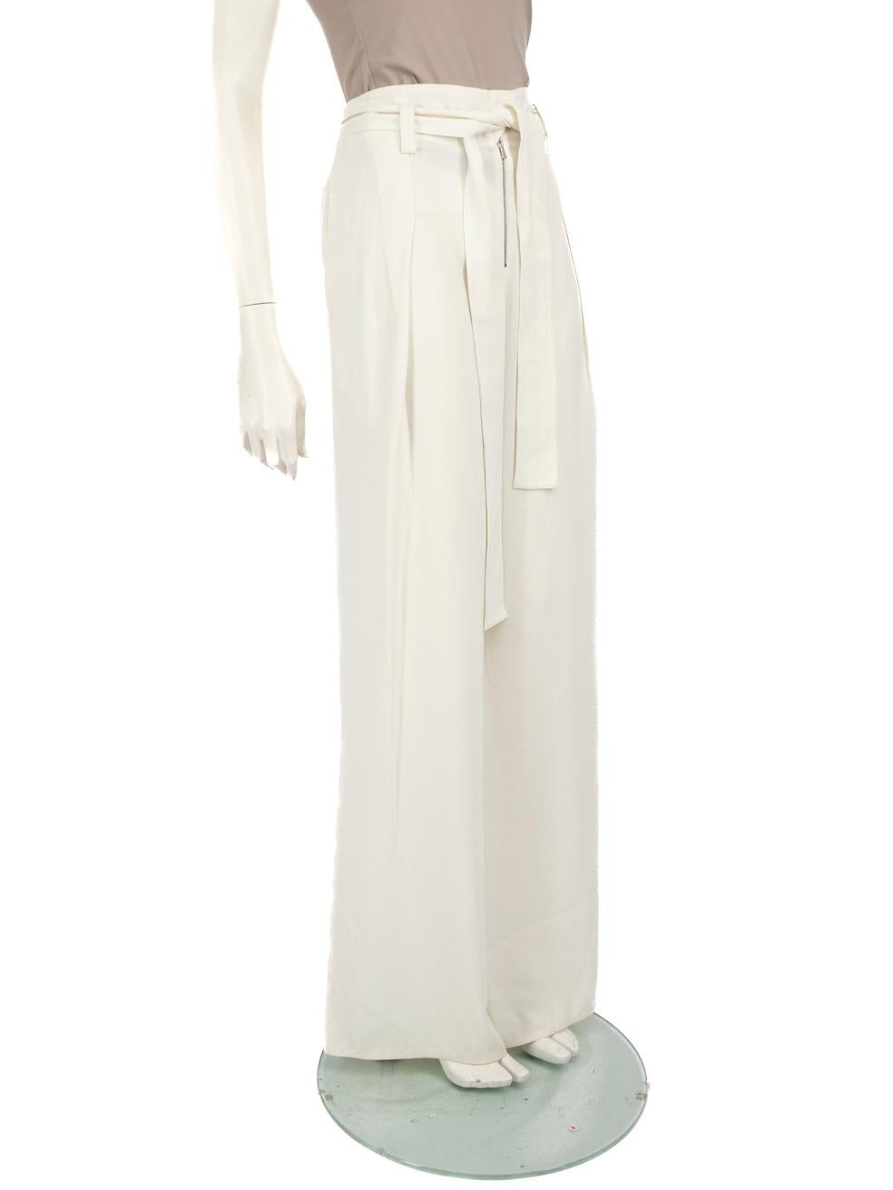 CONDITION is Very good. Minimal wear to trousers is evident. There is light areas of discolouration along the hem of the ankles on this used Proenza Schouler designer resale item.



Details


White

Synthetic

Trousers

Wide leg

High rise

Belt
