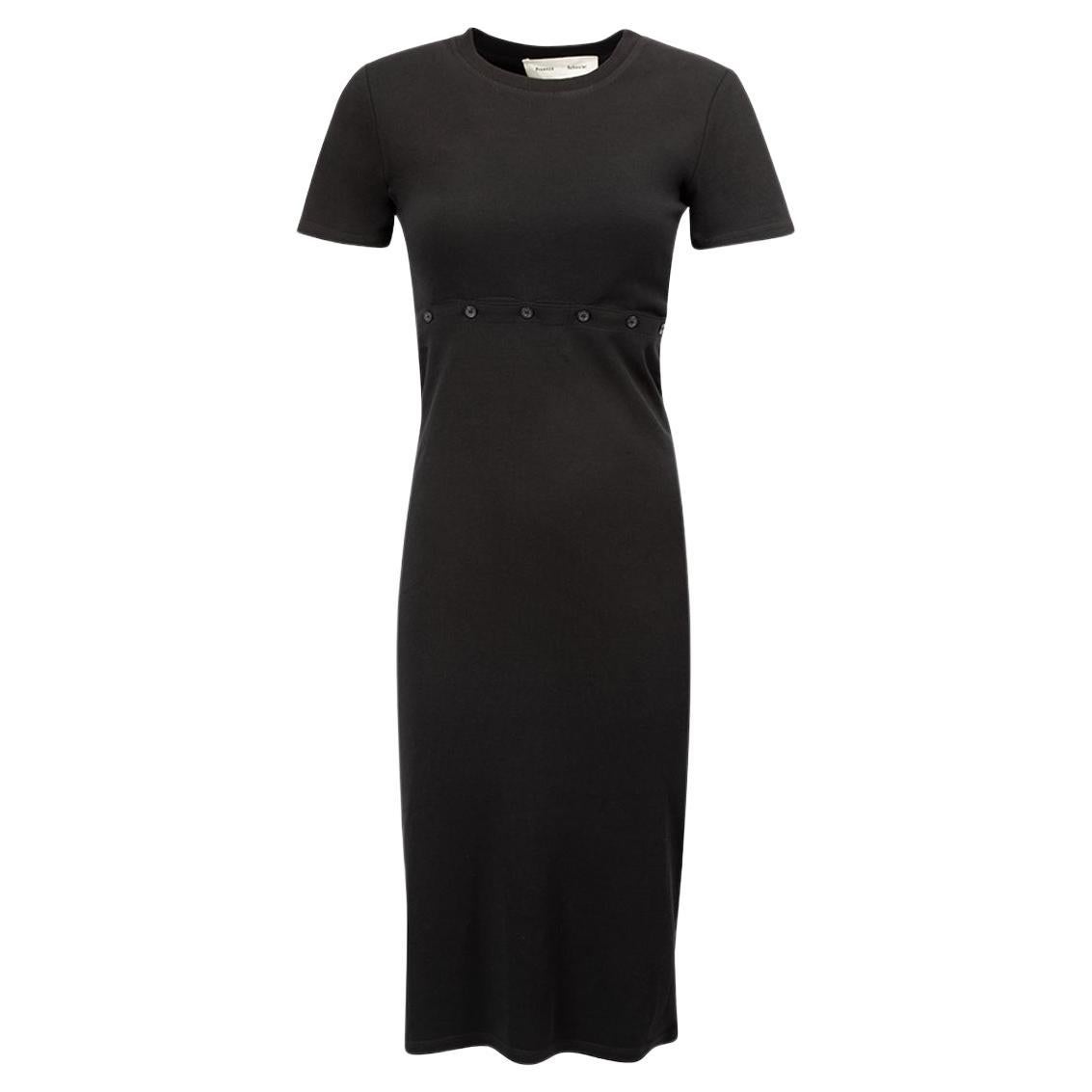 Proenza Schouler Women's Black Buttoned Waist Knee Length Dress For Sale