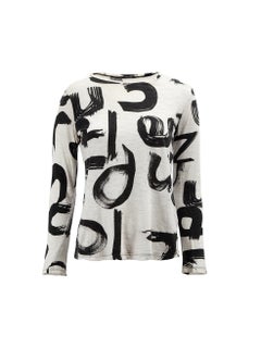 Top da donna Proenza Schouler con motivi graffiti in nero e crema