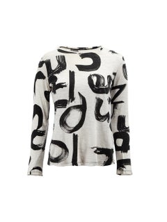 Used Proenza Schouler Women's Black & Cream Graffiti Patterned Top