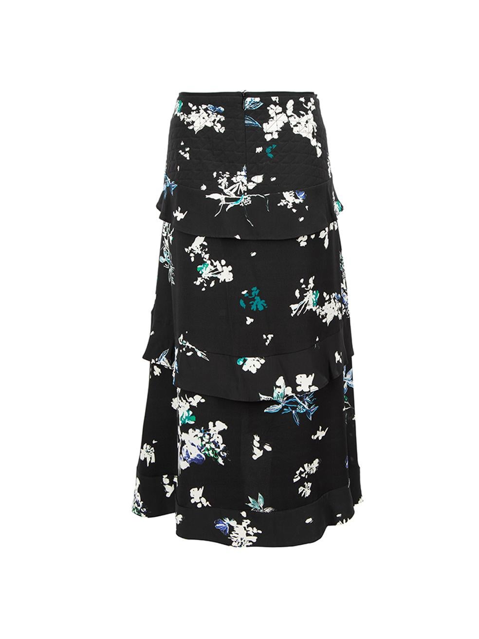 Proenza Schouler Women's Black Floral Layered Midi Skirt In Good Condition In London, GB